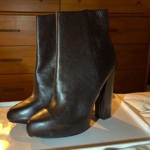 BLACK GENUINE LEATHER Ankle Booties